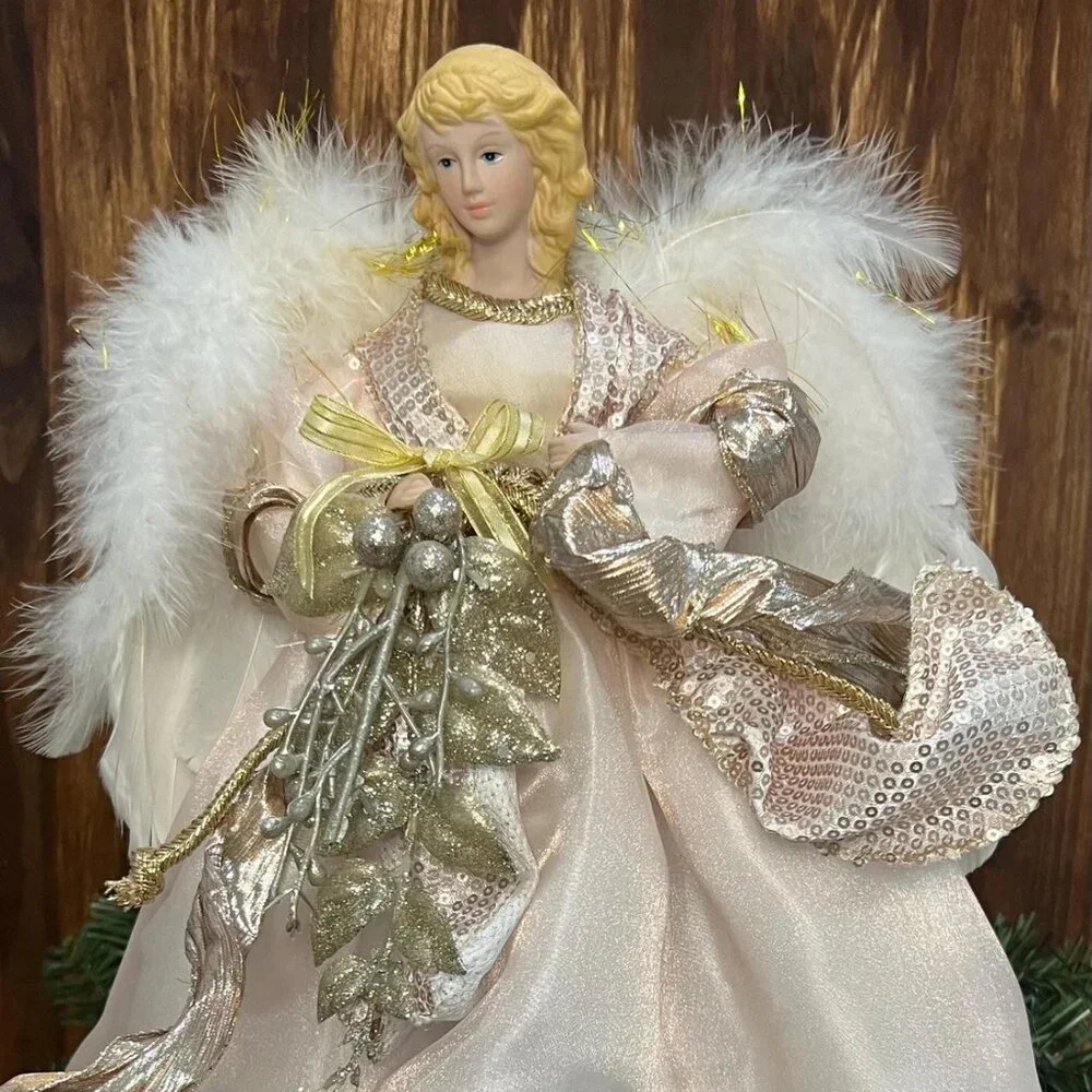 Pale Pink Angel Tree Topper Christmas Decoration Holiday Decor Gift Keepsake